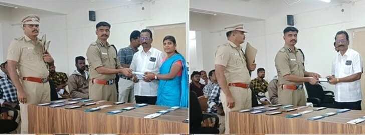 திருவாரூர் மாவட்டத்தில் திருடுபோன ரூ.12 லட்சம் மதிப்பிலான செல்போன்கள் மீட்பு!