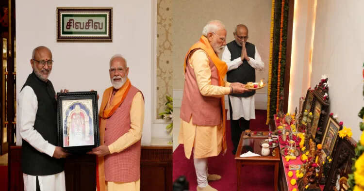 மோடிக்கு முருகப்பெருமான் புகைப்படம் பரிசளிப்பு..!