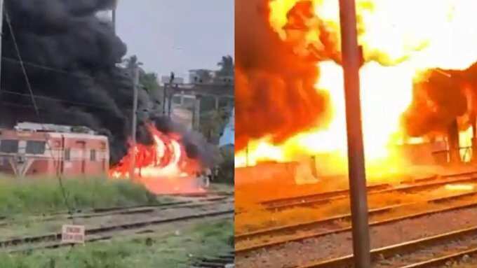 திருச்சூர் ரயில் நிலையத்தில் பயங்கர தீ விபத்து