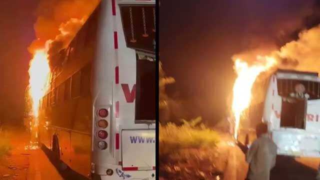 தெலங்கானாவில் மற்றொரு தனியார் பயணப் பேருந்து தீப்பிடித்தது